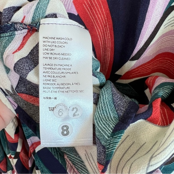 Maeve Anthropologie Cheyenne Blouse Peplum Geometric Brick Navy - Picture 10 of 15